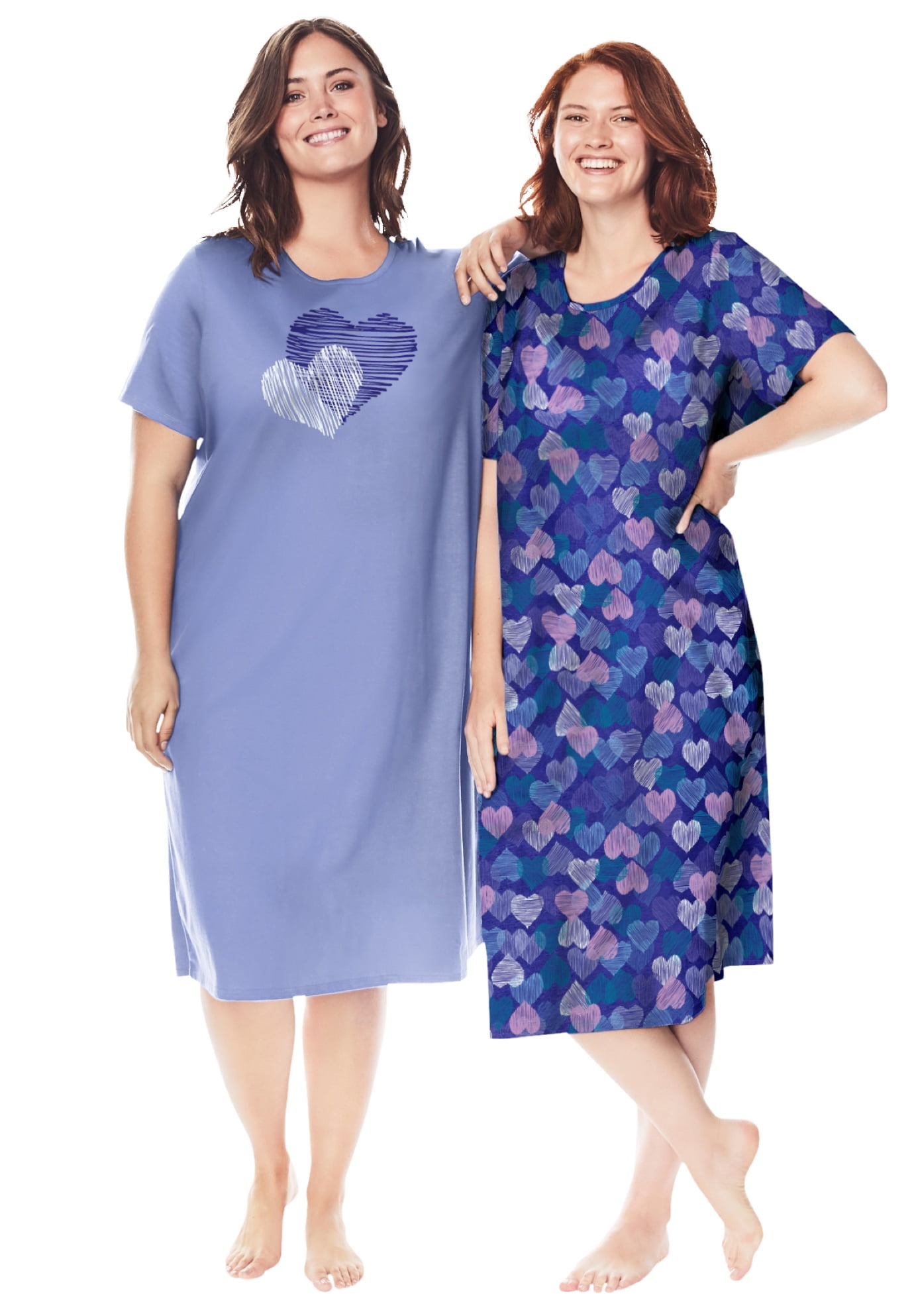 Dreams & Co. Women's Plus Size 2-Pack Long Sleepshirts 