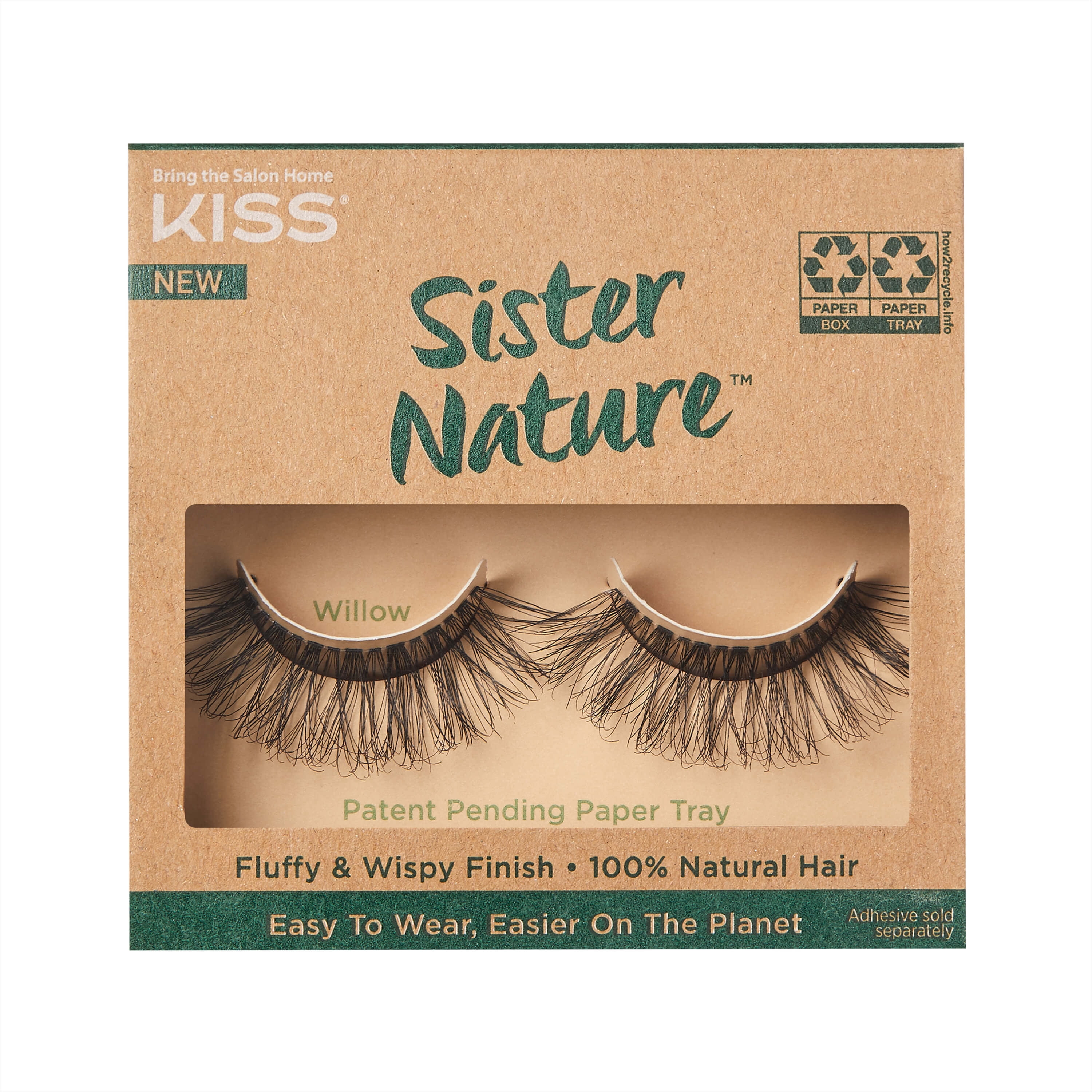 Kiss Sister Nature False Eyelashes, 'Willow', 100% Human Hair, 1 Pair Strip Lashes