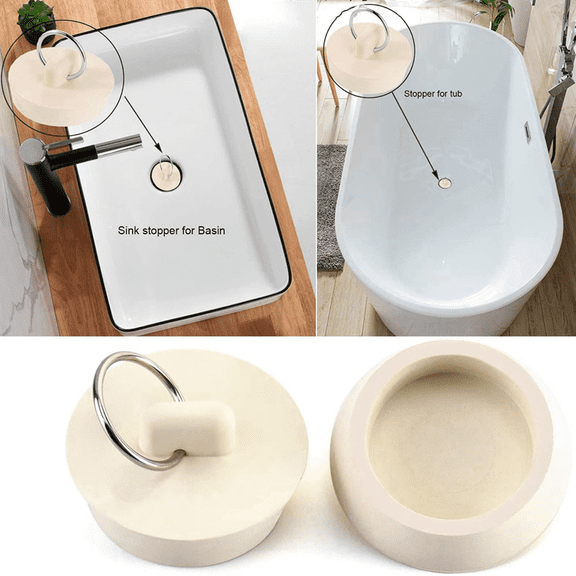 4pcs 1 1/2in White Rubber Wash Basin Bathtub Plug Sink Plug Drain Pipe Plug Sink Plug Water Plug