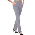 thumbnail image 2 of Luxalzxs Slacks for Women Business Casual Elastic Waist Bootcut Dressy Pants Fashion Temperament Solid Color Slim Fit Flare Trousers Office Work Pants with Pockets, 2 of 5