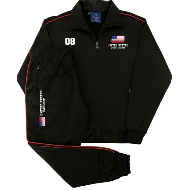 Men Tracksuit USA Sports Team Flag Print Top and Bottom Outfit