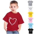 thumbnail image 1 of Zwiiyzr Hauts d'Été Garçons Filles Tout-Petits Enfants Tendance Mignon Couleur Unie Col Rond Saint-Valentin Imprimé Cœur Manches Courtes Rouge, 1 of 1