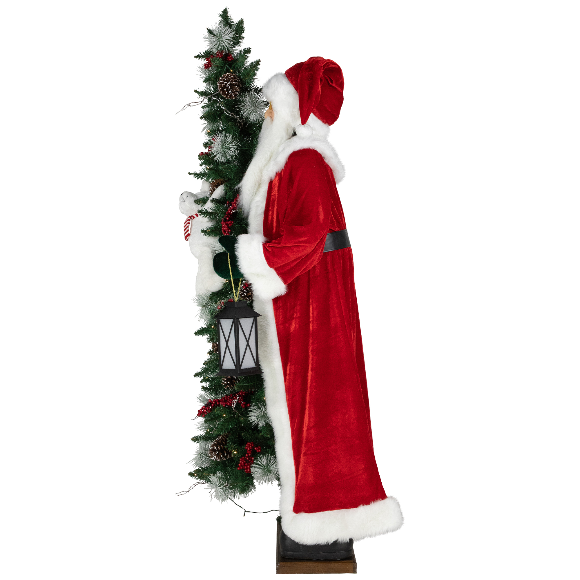 Pre-lit Life Sized Santa Claus with Polar Bear and Tree Christmas Decoration - 5.5'