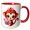 Red/White, variant on 3drose, Cute Baby Monkey Holding a Heart Illustration, 15oz Two-tone Red Mug