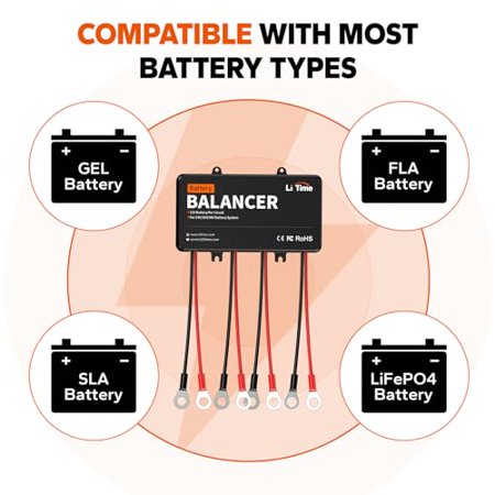 LiTime 48V Battery Equalizer, Active Balancer for 24V/36V/48V Battery Bank, Supports for LiFePO4 Lithium Battery, Lead Acid, Gel, FLA, SLA Battery, Perfect for RV, Solar, Trolling Motor, Off Grid