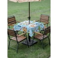 thumbnail image 4 of Outdoor Tablecloth with Umbrella Hole for Patio/Picnic/Party/Camping, Blue Children's Day Waterproof Table Cloth Square Cover Washable, Car Tree Stars Cartoon Modern Art (54"x 54"), 4 of 8