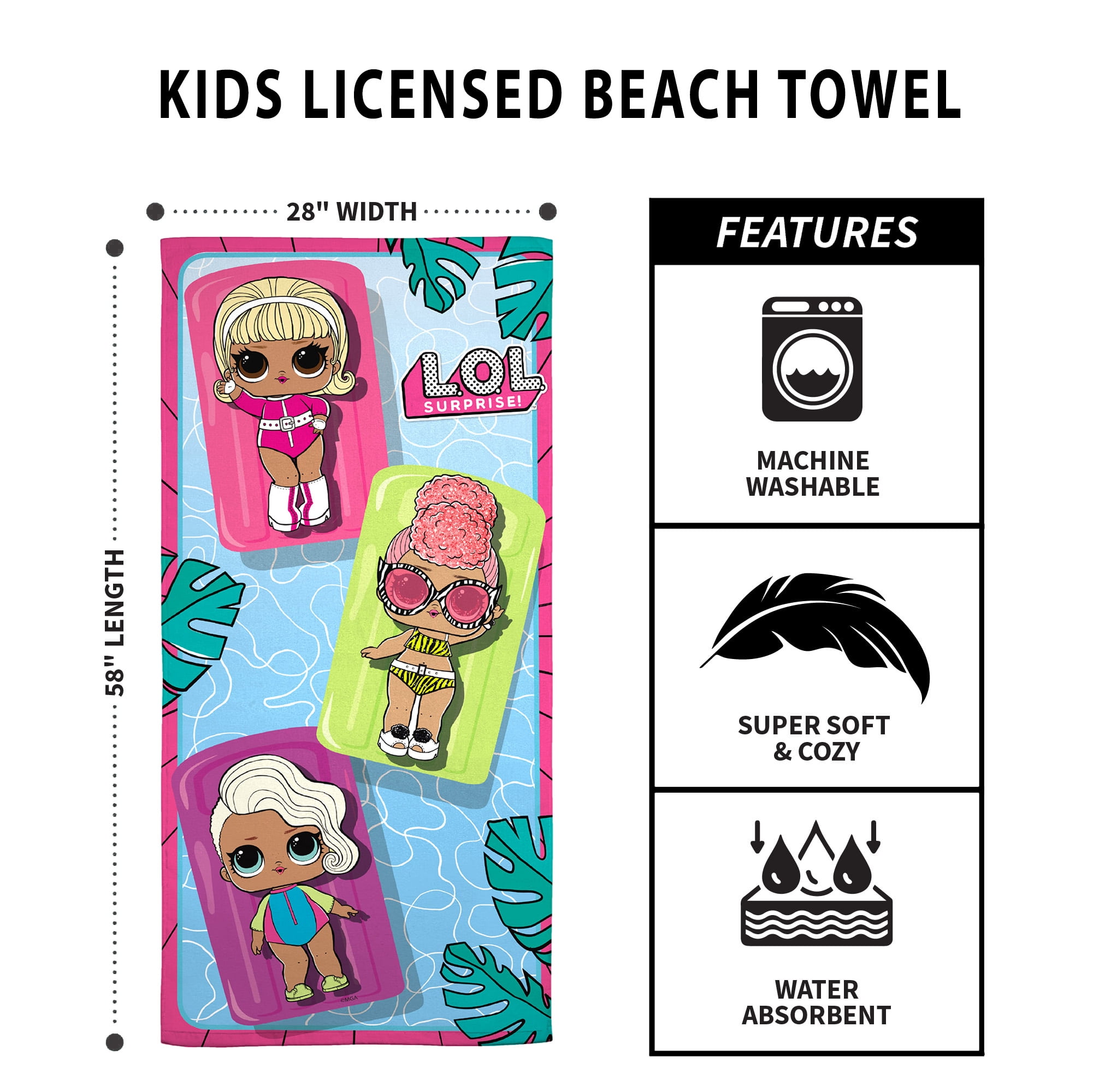 Loft Bath | Loftex Youth Beach Towels, 2 Pack, Unicorn Color, B11, Nwt | Color: Green/Orange | Size: Os | Cathysieracki's Closet