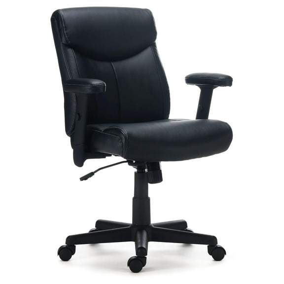 Traymore Ergonomic Manager & Executive Office Chair, Task Desk Swivel with Wheels, Adjustable Height, Luxura Faux Leather, Black