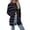 Black, variant on Women's Knitted Cardigan with Striped Pattern and Long Sleeves - Medium to Long Length Hooded Sweater for Casual Style, Comfortable and Trendy
