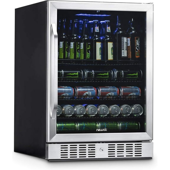 Restored Newair 177 Can Beverage Refrigerator, Built In Mini Fridge in Stainless Steel (Refurbished)