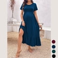 thumbnail image 6 of Beaisland Women's Maternity Dress Short Sleeve Pleated Flowing Pregnancy Beach Dresses, 6 of 8