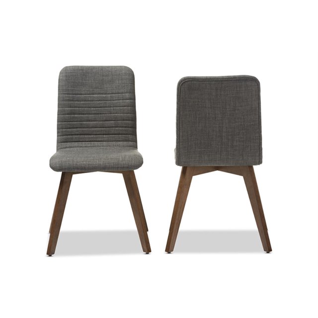 Baxton Studio Ensemble de 2 Chaises de Salle à Manger en Noyer Style Scandinave, Gris Foncé