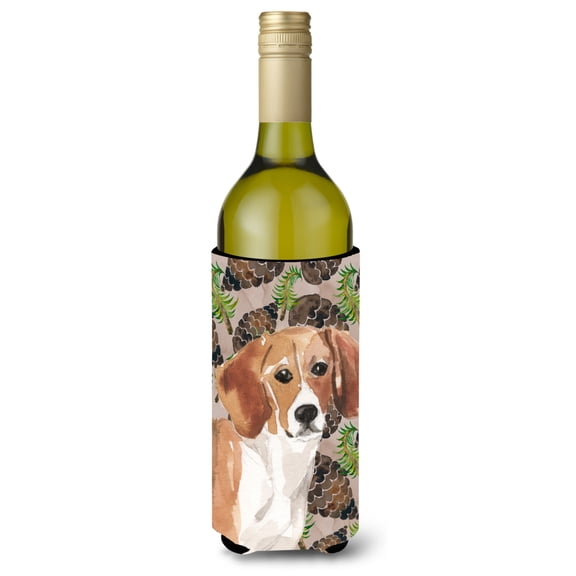 Carolines Treasures BB9579LITERK Beagle Pine Cones Wine Bottle Beverge Insulator Hugger  Wine Bottle multicolor