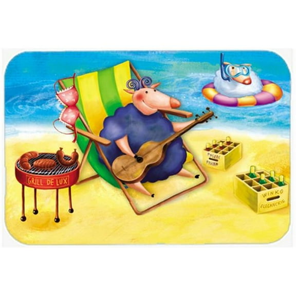 Pig Sunbathing on the Beach Mouse Pad, Hot Pad or Trivet