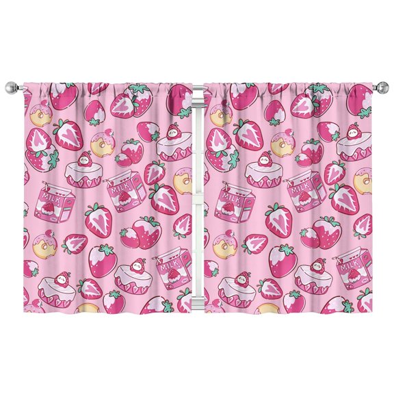 Nursery Curtains Boys Girls Kids Strawberry Print Pattern Window Drapes for Living Bedroom Playroom Room Decor Rod Pocket 42x54 Inch 2 Panels