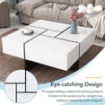 thumbnail image 4 of EUROCO 31.5" Square Coffee Table with 4 Hidden Storage Compartments, Sofa Side Tea Tables with Extendable Sliding Tabletop, UV High-gloss Finish Coffee Table for Living Room, 4 of 8