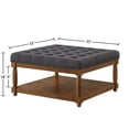 thumbnail image 2 of CQSXDA Square Upholstered Tufted Linen Ottoman Coffee Table with Durable Solid Wood Shelf for Style，Charcoal, 2 of 5