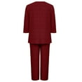 thumbnail image 6 of Two Piece Sets for Women Fall Travel Vacation Outfits Long Sleeve Lounge Sets Side Slit Wide Leg Pants Ndbuld ,Wine,M, 6 of 8