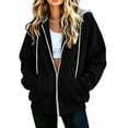thumbnail image 6 of Hurxie Women's Zip Up Y2K Hoodies Casual Long Sleeve Sweatshirts Fall Winter Track Jackets with Pockets Black,M, 6 of 7