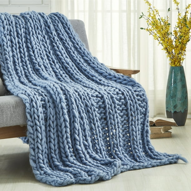 Cozy Tyme Francine Channel Knit Throw 50"x 70" Light Blue Walmart