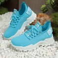 thumbnail image 5 of Knit Mesh Sneakers for Women Casual Thick Sole Cushioning Running Shoes Breathable Lace up Tennis Shoes Slip on Loafers Blue Size 9, 5 of 7