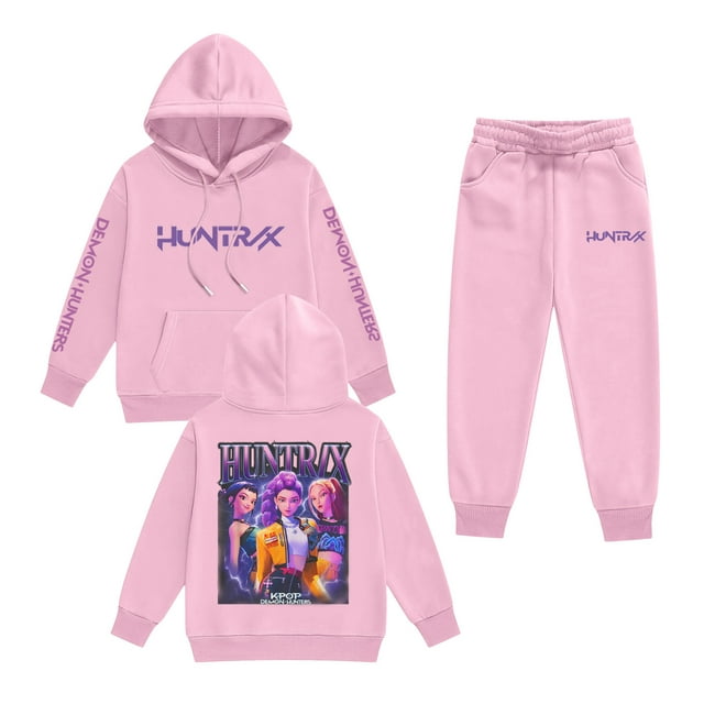 Pop cazadora para niña Hooded Sweatshirt Set,Soft Streetwear Pullover,Cute Long Sleeve Hoodie for Fall Winter (Pink)