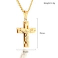 thumbnail image 3 of Multilayer Cross Christ Jesus Pendant Necklace 14K Yellow Gold Link Box Chain Men Gold Color Crucifix Jewelry Gift, 3 of 7