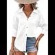 thumbnail image 2 of Camisas de Mujer con Botones, Larga, Cuello en V, Blusas Informales de Trabajo, Blusas de Moda para Otoño 2025 XL, 2 of 9