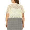 thumbnail image 3 of Agnes Orinda Plus Size Women's Elegant Short Sleeve Sheer Floral Lace Bolero Shrug Top 3X Apricot, 3 of 7