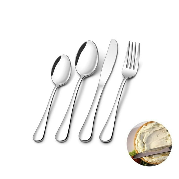 Stainless Steel Dinner Set,HXRH Reusable Heavy Duty Flatware Set for Home,4Pack Mirror Polished Modern Cutlery include Fork Knife Spoon Set,Dishwasher Safe
