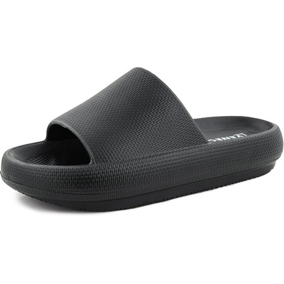 VENECORE Nube Pillow Slippers For Women and Men House Shoes, Shower Slide, Cloud Slippers, Bathroom Shoes Cushioned Thick Sole Beach Sandals, Lightweight Non-Slip Sandals, Black, 230