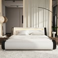 thumbnail image 4 of Sifurni King size Wave-Like Curve Deluxe Upholstered Modern Bed Frame with LED Headboard, Black+White, 4 of 10