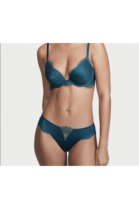 VS VERY SEXY Micro Lace Inset Thong Panty Silky Smooth Soft XS Blue Saphire