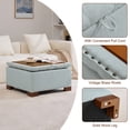 thumbnail image 4 of HASLE 24" Square Storage Ottoman Coffee Table, Linen Tufted Ottoman with Reversible Wooden Tray Lid, Ample Storage Footstool, Blue, 4 of 8