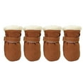 thumbnail image 2 of Dog Shoes for Winter Dog Boots and Paw Protectors Warm Snow Booties for Puppy Anti- Rubber Sole for Small Medium Dogs 1.77"x1.57" (L*W) Brown, 2 of 9