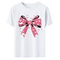 thumbnail image 5 of Odbmxy Womens Shirts Valentines Short Sleeve Women's Tops Loose White Bow Print Soft Festivals Casual Shirts, 5 of 6