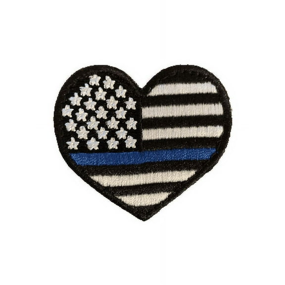 Thin Blue Line Heart Hook and loop patch Velcro Police