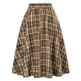 thumbnail image 3 of Women's Long Plaid Skirt Checkered Pattern High Elastic Waist A-Line Flared Hem Skirt Regular Fit for Casual & Formal Occasions, Cute Skirts, 3 of 4