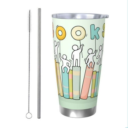 

Bingfone Books for 20 Oz Stainless Steel Travel Mug Double Wall Water Coffee Cup for Home Office Outdoor Works Great for Ice Drinks and Hot Beverage-Straw Two-piece Set