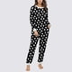 thumbnail image 4 of Conjunto de top y pantalones de poliéster con bolsillos largos y estampado de cuello redondo informal para mujer, 4 of 6