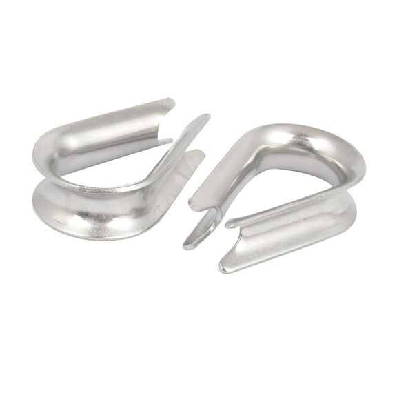 304 Stainless Steel 10mm 3/8" Wire Rope Cable Thimbles Silver Tone 2pcs
