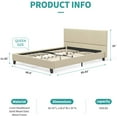 thumbnail image 6 of mecor Upholstered Linen Platform Bed Frame | Queen Bed Frame with Fabric Headboard / Strong Wood Slats Support / Easy Assembly - Queen / Beige, 6 of 8