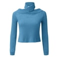 thumbnail image 4 of Vedolay Women's 2023 Tops Womens Casual Crewneck Lightweight Pullover Loose Fit Sweater,Blue L, 4 of 5