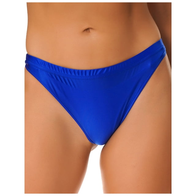 YEAHDOR Womens Glossy Low Rise Thongs High Cut Cheeky Panties Bikini