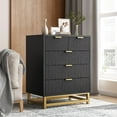 thumbnail image 4 of 5 Drawer Dresser for Bedroom Modern Wood Storage Dresser Organizer with Gold Metal Handles  for Hallway, Entryway, 4 of 6