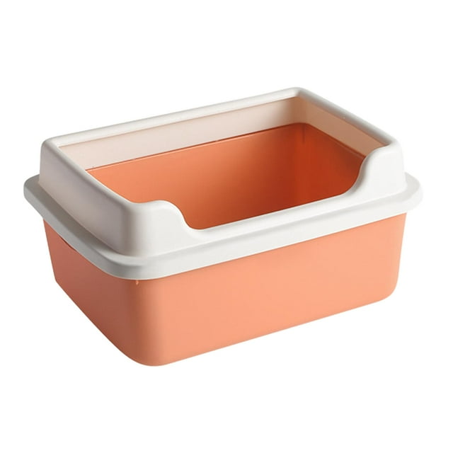 Cat Litter Box Cat Litter Box with Frame Portable Semi Enclosed Detachable Anti Orange48cmx32cmx22cm