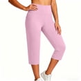 thumbnail image 5 of YanHoo Yoga Capris for Women Elastic Waist Pull On Stretchy Capri Pants Casual Comfy Cropped Trousers with Pockets, 5 of 8