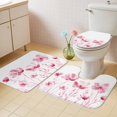 thumbnail image 2 of Pink Flowers Bath Mat 3 Piece Bathroom Rug Set, Vintage White Floral Plant Herb Botanical Non Slip Bath Rug Contour Mat and Toilet Lid Cover, Absorbent Shower Mats Soft Bath Rugs and Mats Sets, 2 of 8