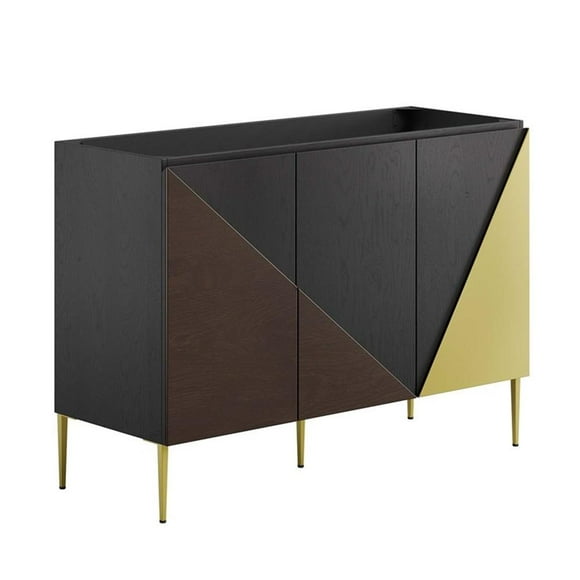 Pemberly Row 48" Bathroom Vanity Cabinet (Sink Basin Not Included) in Black Gold