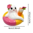 thumbnail image 2 of Mini Halloween Summer Ghost Decor Statue, Non Scary Resin Ghost on Pink Yellow Swim Ring with Tropical Drink, Table Ornament for Trick-or-Treat Pool Party Tiered Tray Indoor Outdoor Supplies, 2 of 5